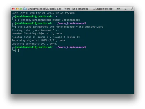 Showing on terminal how to clone using command line